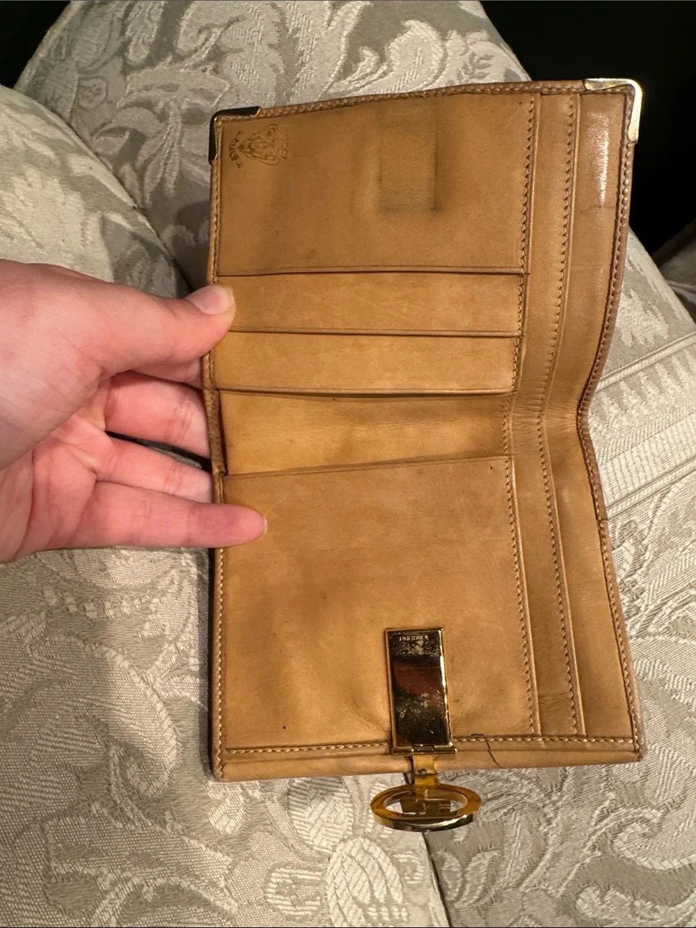Gucci Beige GG Canvas Wallet with Green and Red Web Stripe
